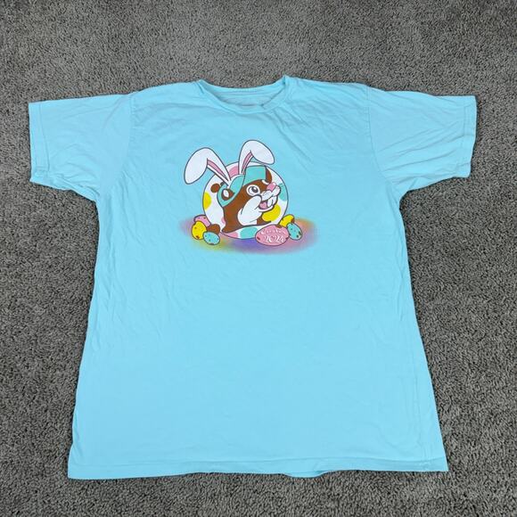Bucees Shirt Mens Large Easter Blue Pink Every Bunny Needs Some Bunny 2024 - Picture 2 of 9